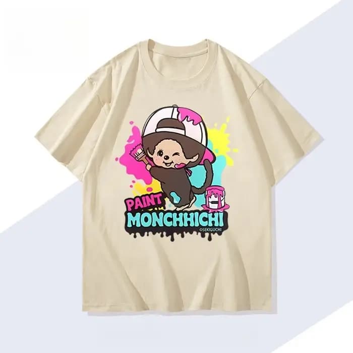 T-shirt Monchhichi à thème graffiti de dessin animé mignon pour hommes et femmes