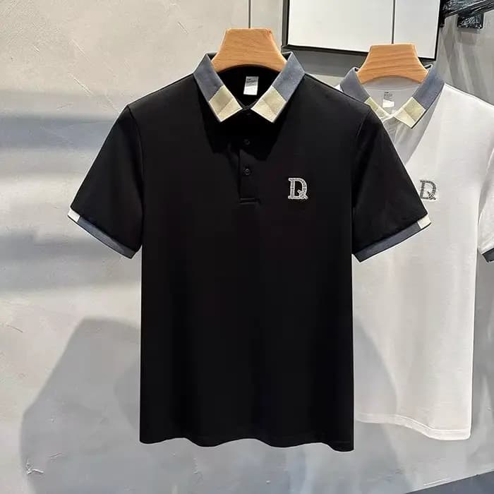 Hommes vêtements été contraste couleur broderie affaires décontracté Polo t-shirt mâle à la mode à manches courtes en vrac respirant luxe hauts
