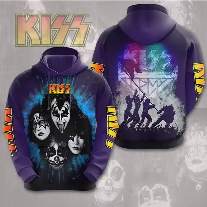 Vintage Kiss Band graphique impression 3D automne/hiver hommes sweats à capuche décontracté surdimensionné pull