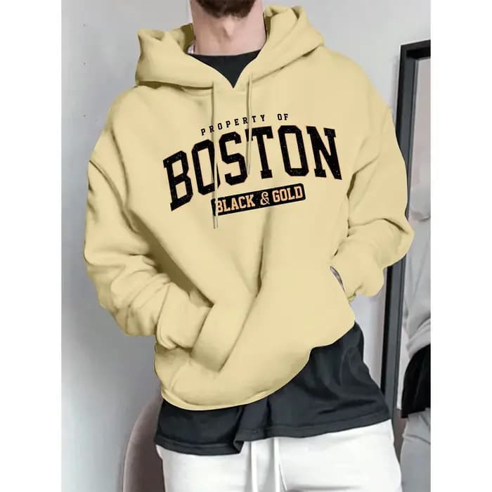 Sweat à capuche pour homme inspiré de la mode parisienne avec imprimé géométrique et poche kangourou