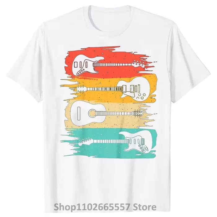 T-shirt à Manches Courtes en Coton pour Homme, Streetwear, Vintage, Groupe de Musique, Guitariste, C