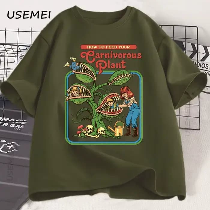 Plante carnivore imprimé T-Shirts hommes respirant coton à manches courtes t-shirt été ample décontracté mâle
