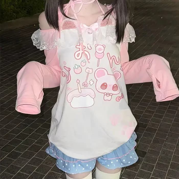 T-shirt imprimé Anime Kawaii Arcane pour femme