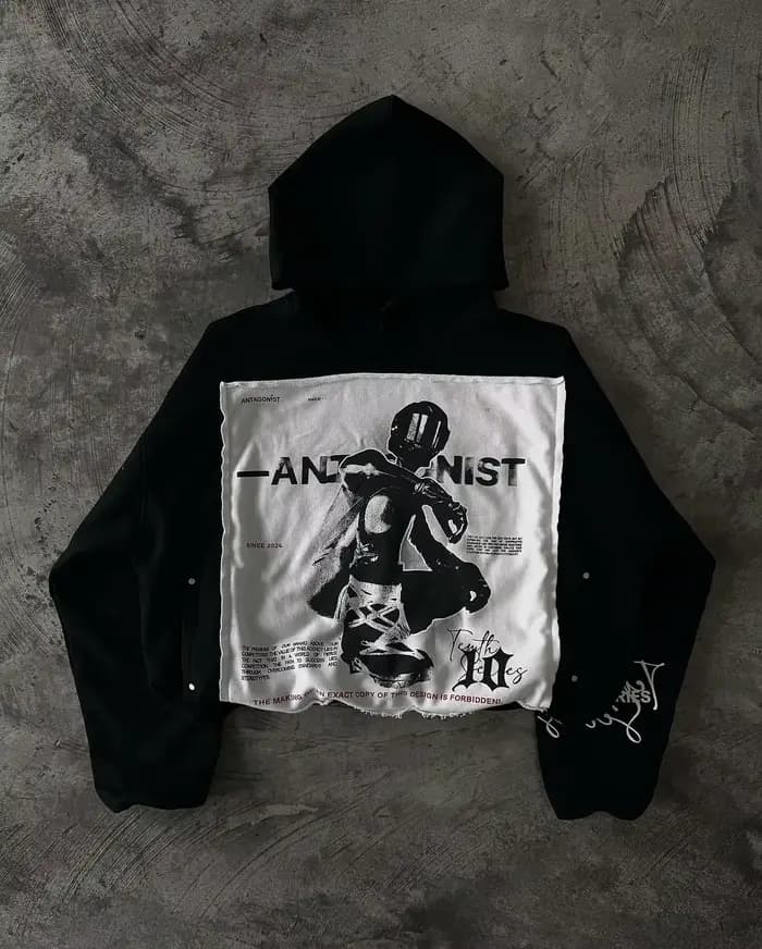 Tenthseries-Sweat à capuche zippé Y2K pour hommes, vêtements hip hop Harajuku, broderie de lettres,