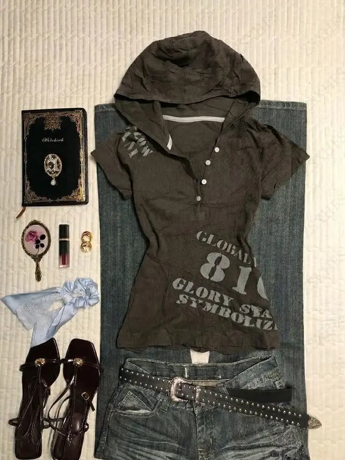 T-shirts à capuche gothiques Y2K avec motif lettres