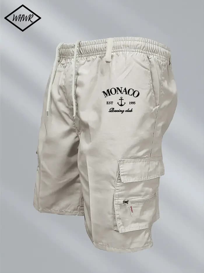 Short cargo imprimé drapeau de Monaco pour homme