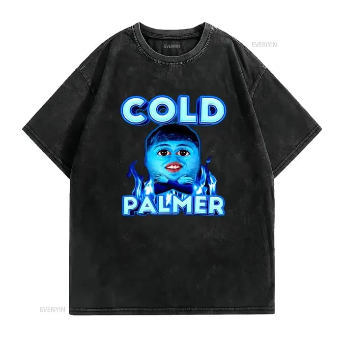 Cold Palmer Cole M T-shirt en coton Fun Meme vintage Graphique délavé Polyvalent Casual Confortable Doux Vêtements de créateurs unisexes