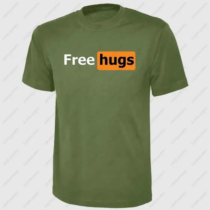 T-shirt homme « Free Hugs » à manches courtes, imprimé, drôle, en coton, cadeau original d'été, humour masculin, col rond, hauts pour hommes, vêtements pour hommes