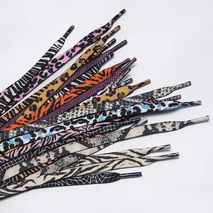 4 paires de lacets plats à imprimé léopard