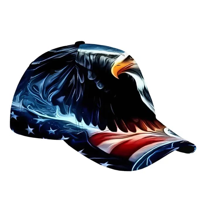 Casquette de baseball avec tête d'aigle et drapeau américain