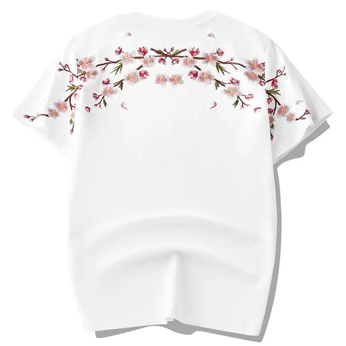 Broderie t-shirt hommes femmes fleur lâche