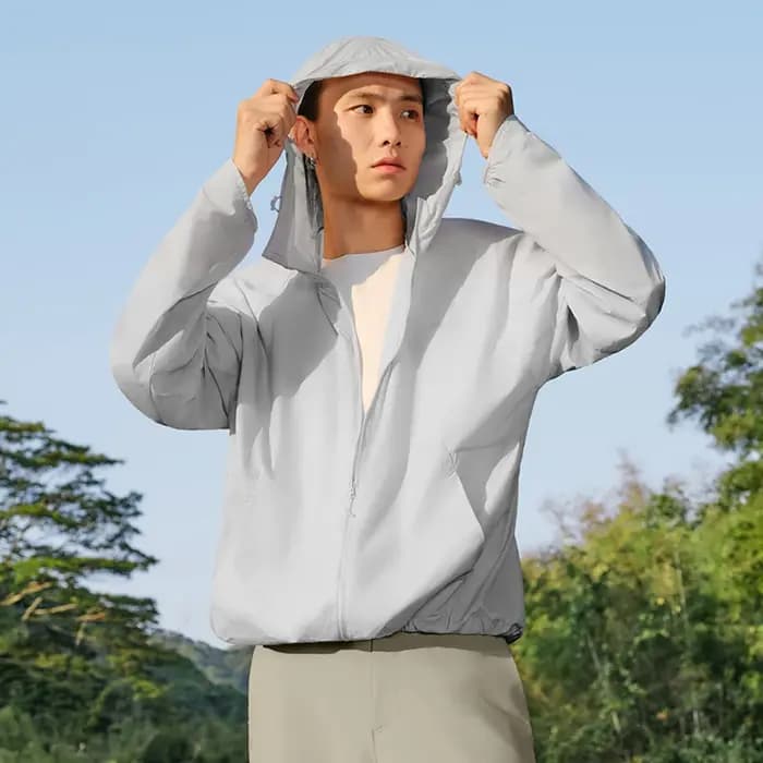Veste UV Homme Semir 2026 Couleur Unie à Capuche Style Couple Sensation Fraîche Manches Raglan Décontractée