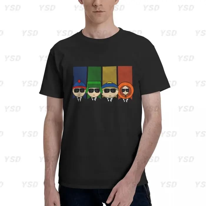 S-southpark Theme Breaking Park T-shirt de sport moulant en coton pour hommes