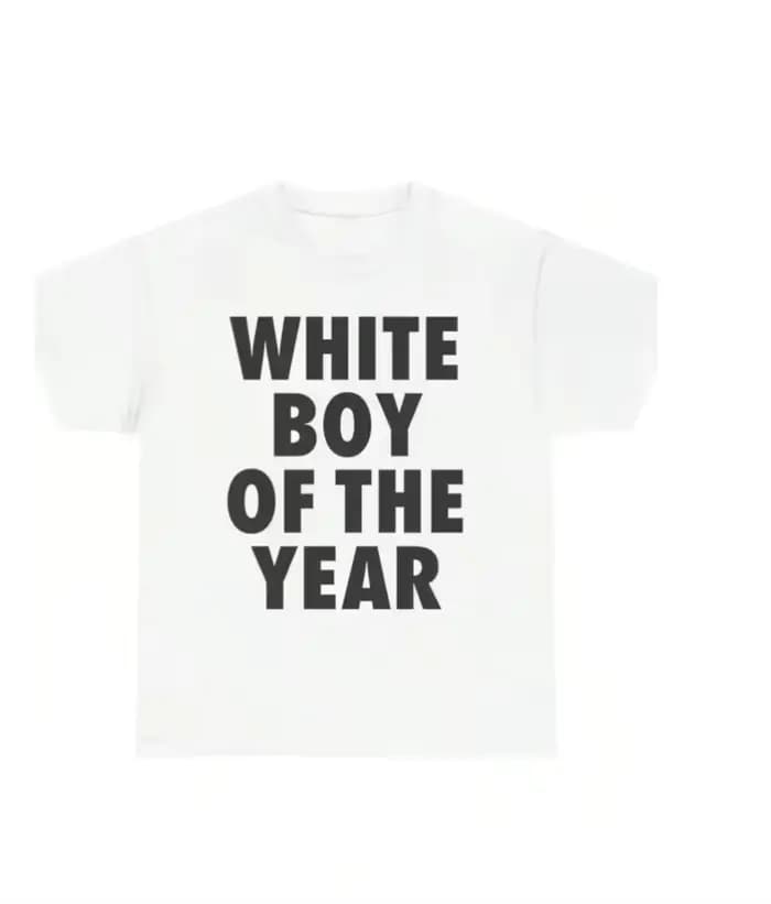 T-shirt blanc pour femme avec texte « Garçon de l'Année » 2026, motif humoristique, streetwear audac