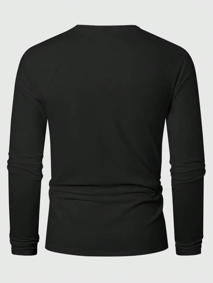 T-Shirt décontracté à manches longues et col rond pour hommes