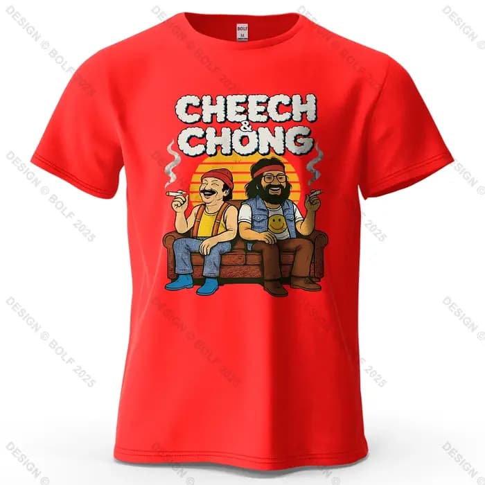 CHEECH & CHONG T-Shirt homme imprimé dessin animé 100% coton surdimensionné rétro drôle graphique t-shirts pour haut
