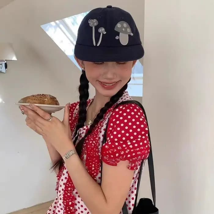 Casquette de baseball brodée motif champignon