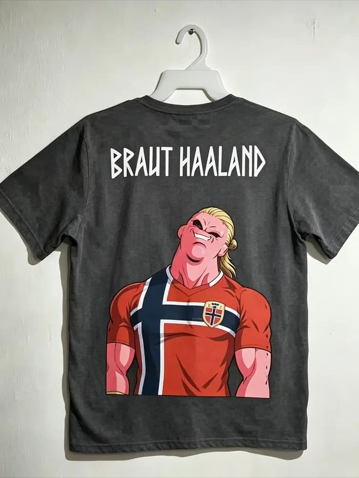 T-shirt graphique drôle Erling Haaland Norvège Majin Buu pour hommes