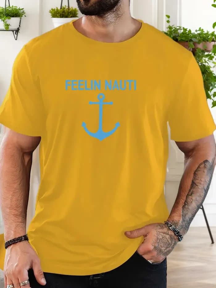 T-shirt court d'été décontracté à col rond pour hommes