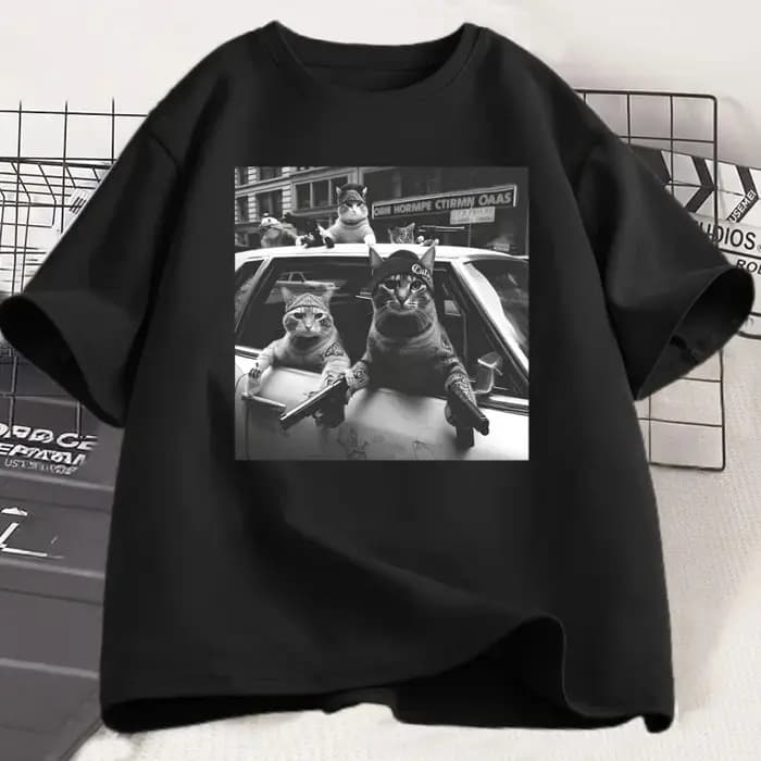 T-shirt Fun Cat Gang, t-shirt sarcastique pour hommes et femmes