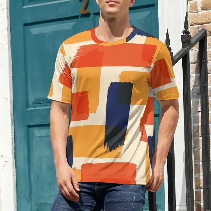 T-Shirt à Manches Courtes et Col Rond pour Homme