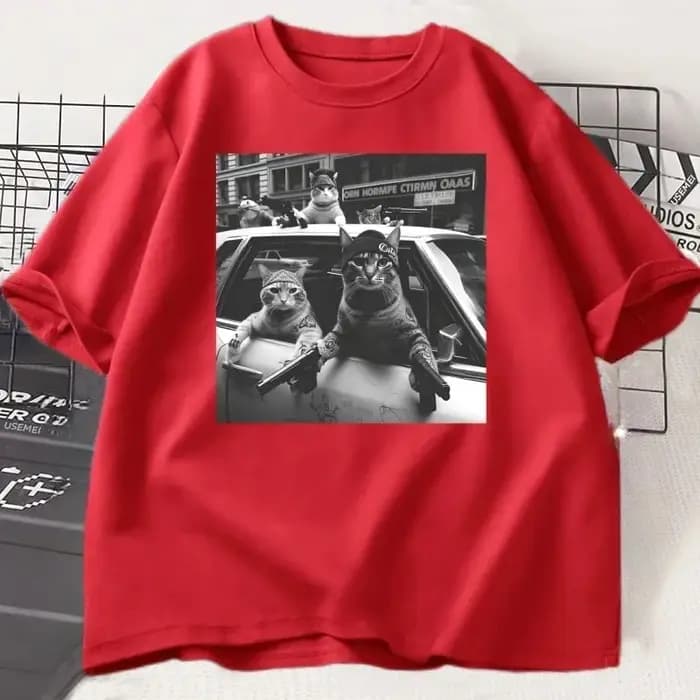 T-shirt Fun Cat Gang, t-shirt sarcastique pour hommes et femmes