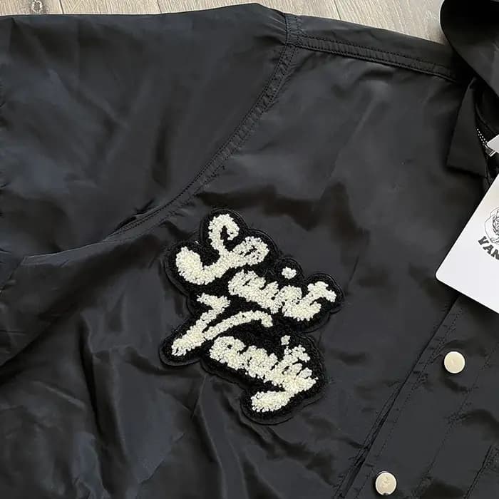 SAINT VANITY Blouson coupe-vent décontracté et élégant à manches courtes avec broderie de lettres et capuche