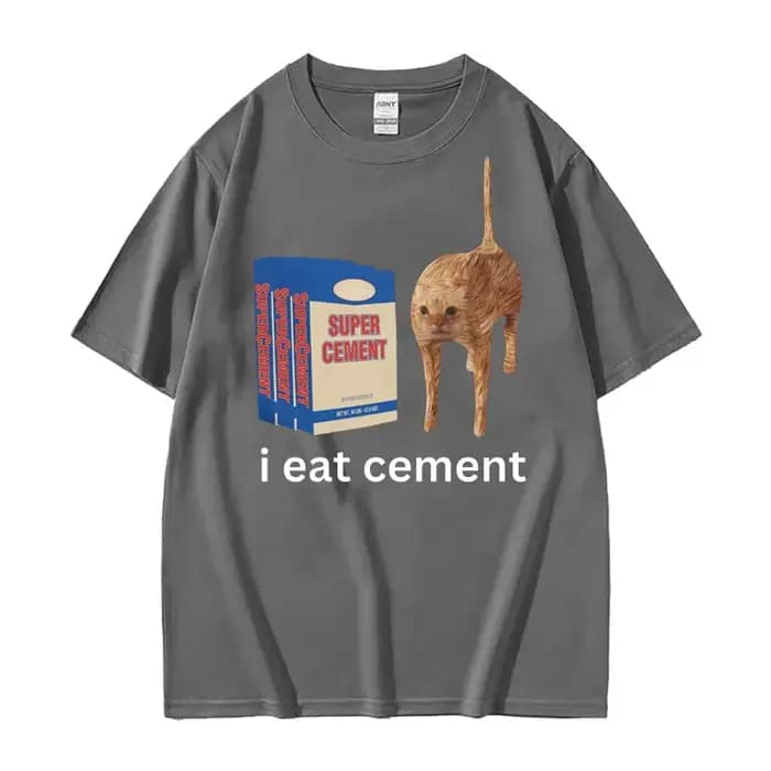 T-shirt homme femme 100% coton, humoristique et décontracté, imprimé marrant, Industries castique, mème de chat aléatoire