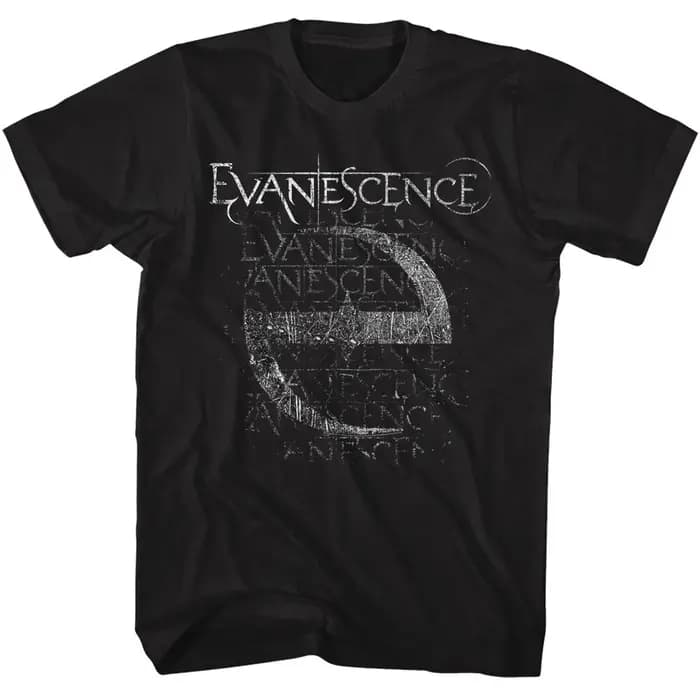 Evanescence Vintage E Logo & Name Repeat T-shirt pour hommes Rock Band Merch
