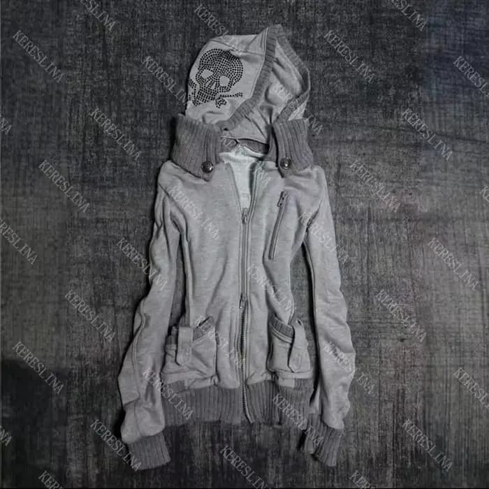 Femmes Cardigan Sweat À Capuche Veste Des Années 2000 Esthétique Harajuku Chaude Fille Mode Américai