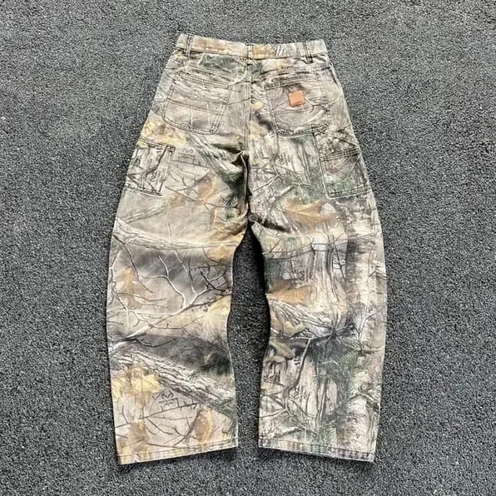Y2K sweat à capuche rétro hommes imprimé motif de Camouflage pull sweats haute rue Hip Hop Streetwear surdimensionné