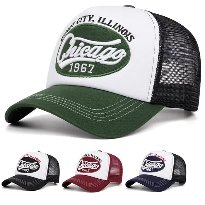 Casquette de baseball en éponge brodée avec lettres Chicago 1967