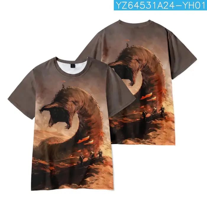 Science-Fiction film Dune T-shirt impression 3D hommes/femmes à manches courtes col rond T-shirts tendance d'été Y2k haut surdimensionné Streetwear