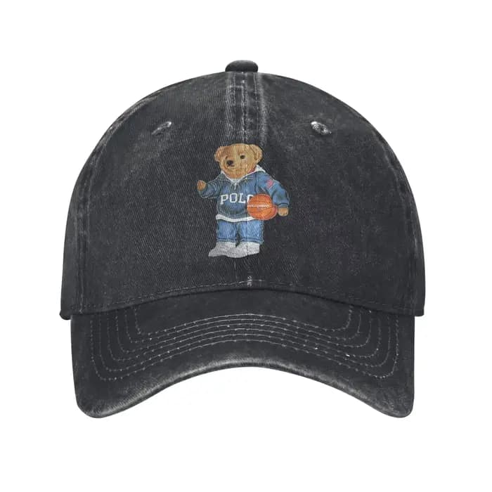 Casquette de baseball en jean personnalisée Polo Basket en coton lavé réglable Polo Bears