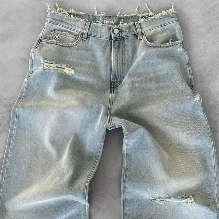 Deeptown – jean délavé déchiré en détresse pour femmes et hommes