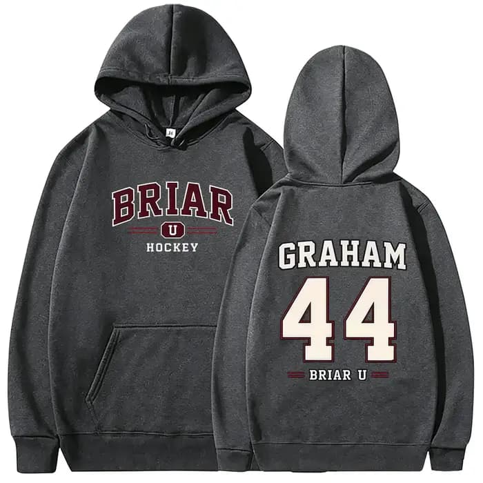 Sweat à capuche graphique Off Campus Briar University Hockey Graham 44 pour hommes et femmes, style vintage, coupe oversize, pull tendance pour homme