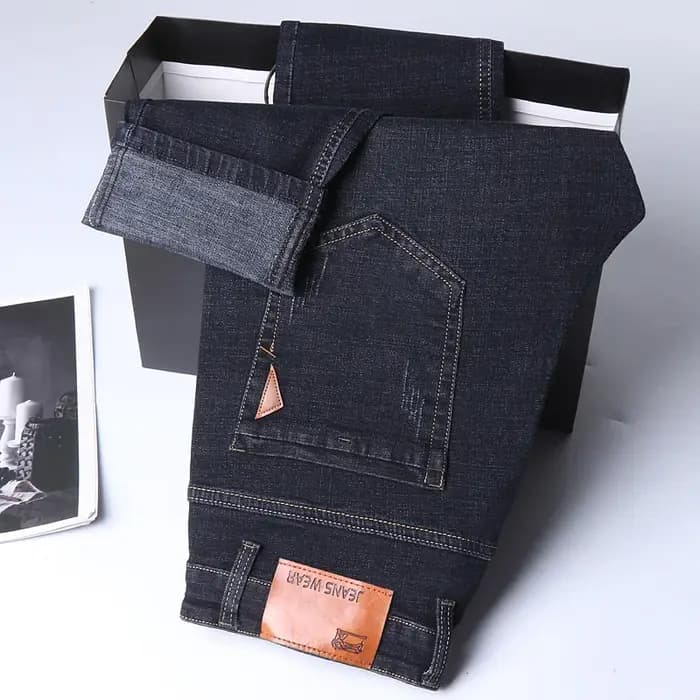 Jean droit pour hommes, pantalon Slim, extensible, confortable, doux, en Denim, pour affaires, vêtem
