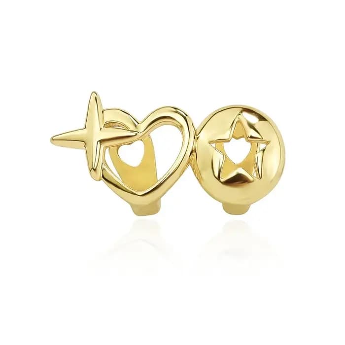 Nouveau coeur creux Hip Hop dent Grillz cuivre coeur forme dents bouchons haute polonais Grills dentaires Hip Hop