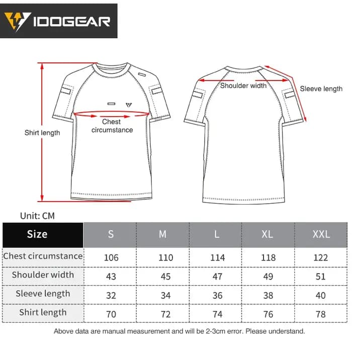 T-shirt tactique d'été IDOGEAR respirant à col rond