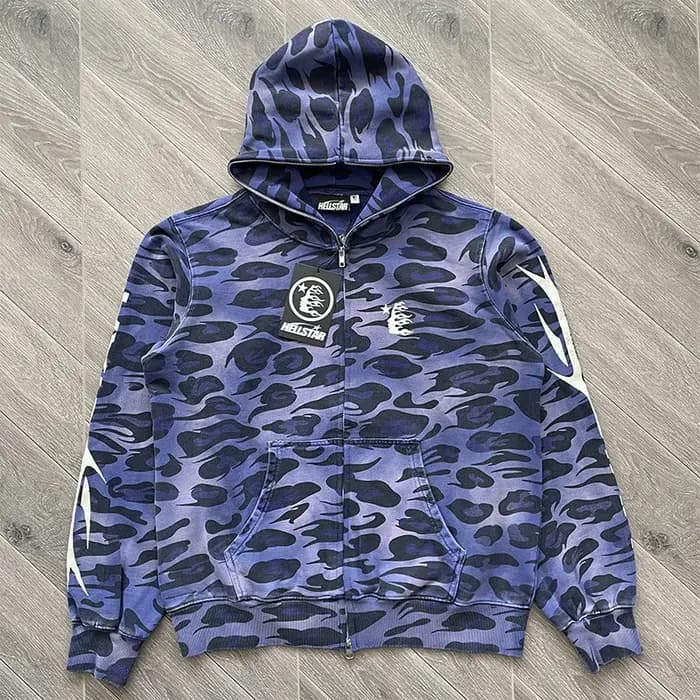 Sweat à capuche zippé HS Cheetah en violet, vert, rouge