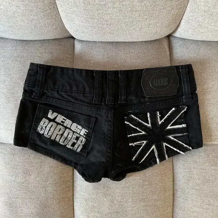 Hip hop mode vêtements de rue impression graphique style femmes shorts noirs ins y2k goth slim denim