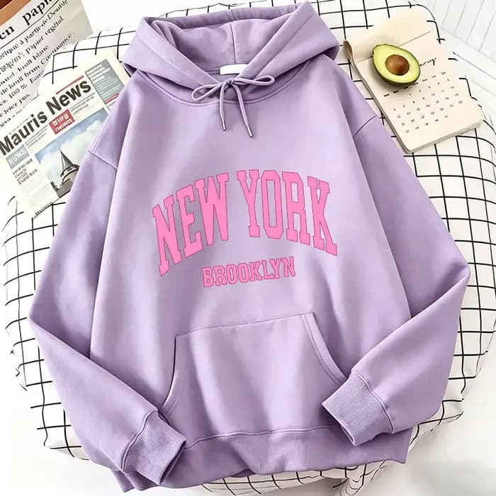 Nouveau Sweat à Capuche Décontracté Tendance avec Imprimé Lettres New York Brook – Collection Printemps Homme Femme