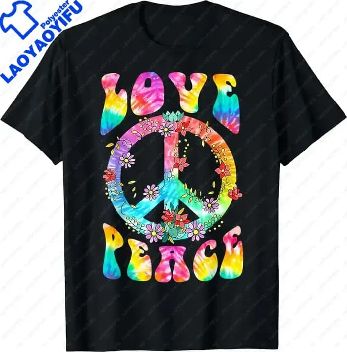 PEACE SIGN Love-Costume Hiphelicopter Style 60s pour femmes, Chemise unisexe, Chemises décontractées
