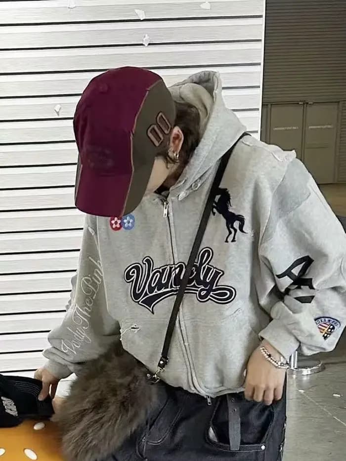 Sweat à capuche zippé oversize pour homme