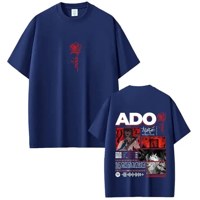 Ado Hibana Tour du monde 2025 T-shirt hommes femmes mode Pop musique t-shirts unisexe Y2k Style japonais Streetwear mâle