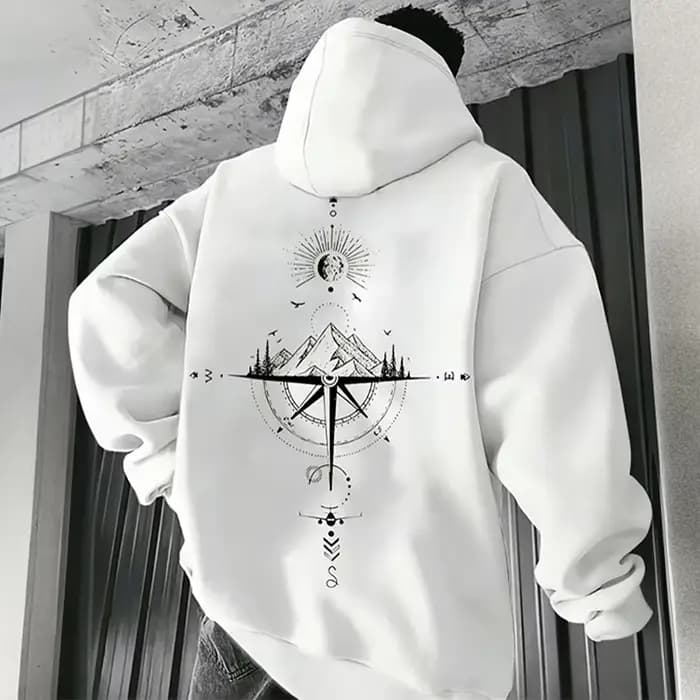 Sweat à capuche imprimé boussole Vintage pour hommes