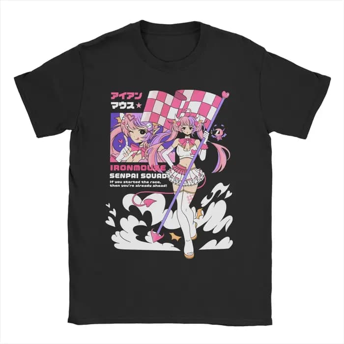 T-shirt Ironmouse VTuber pour hommes et femmes, vêtements en coton 100% Anime Kawaii, nouveauté, man