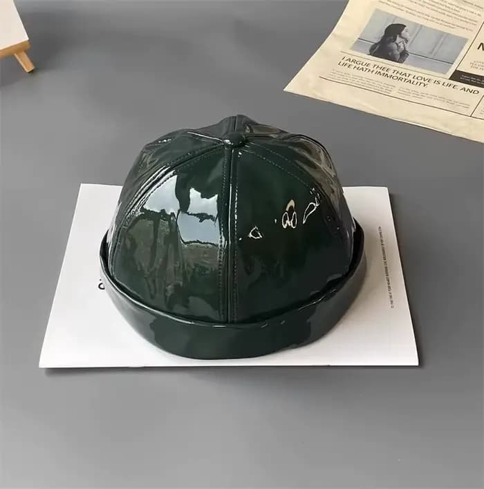 Casquette béret en faux cuir pu pour hommes et femmes