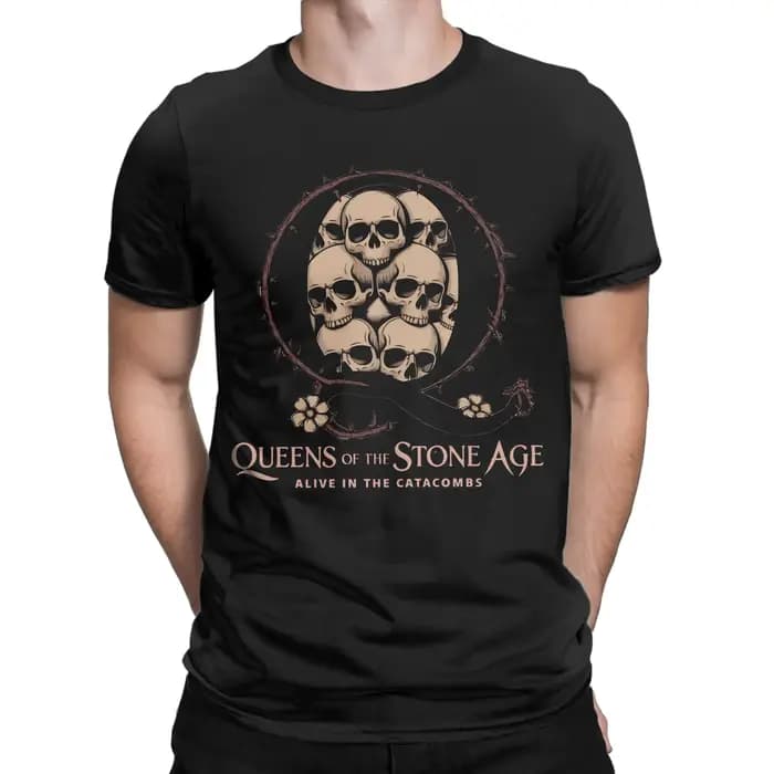 Hommes femmes impression graphique reines de la pierre âge groupe de musique Rock t-shirt coton T-sh