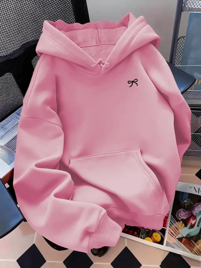 Sweat-shirt à capuche chaud imprimé nœud papillon, style urbain, automne et hiver, adapté aux hommes et aux femmes pour la mode quotidienne